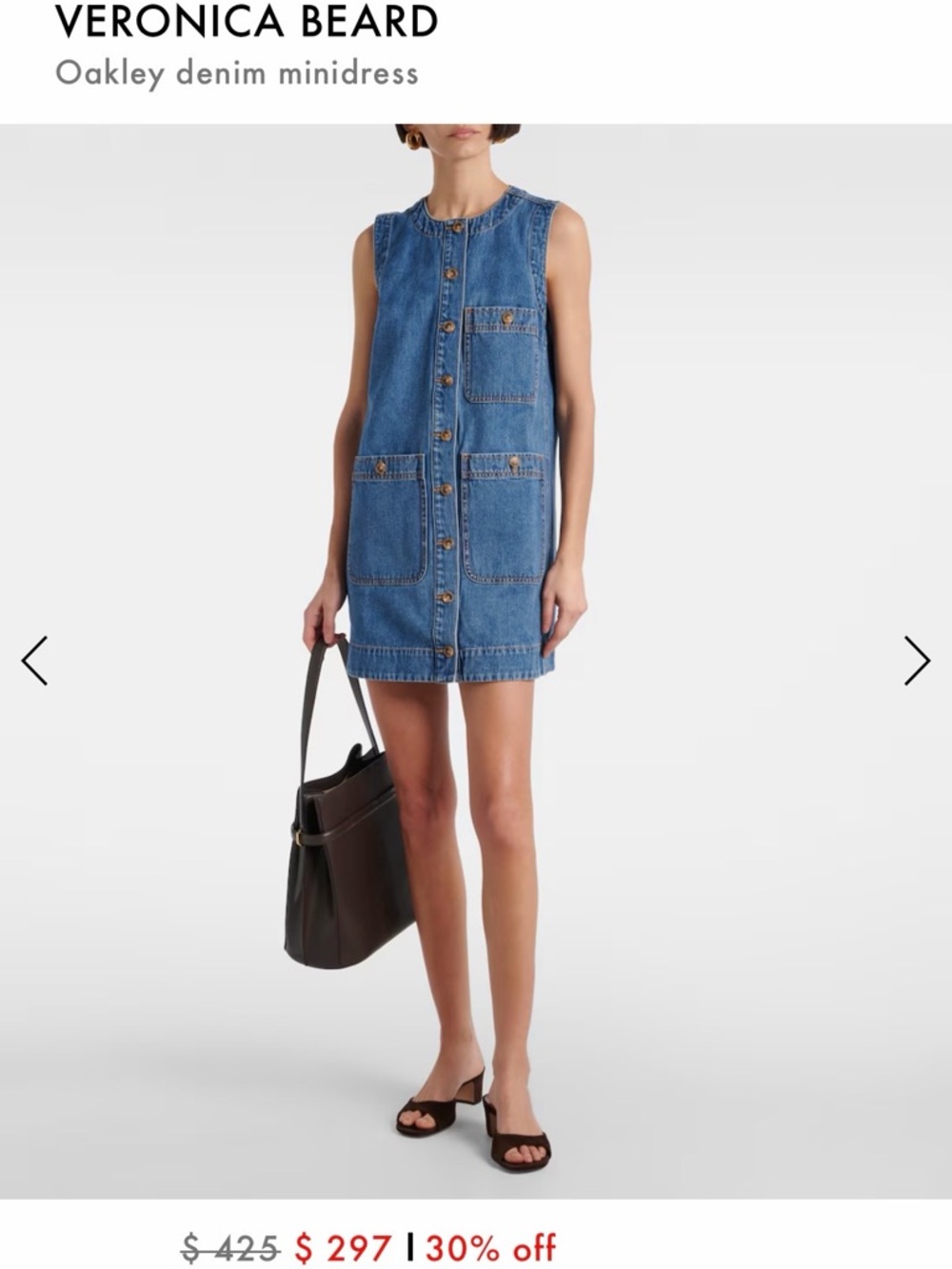 Veronica Beard Oakley Sleeveless Denim Minidress in Blue